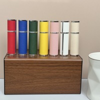 Botol Parfum Mini Kulit Mewah 10ml, Botol Parfum Kaca Kosong dengan Semprotan dan Tutup Ulir