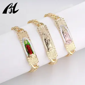 14K Oro Laminado Frauen Guadalupe Pulse ras De Mujer Jungfrau Maria Charms Schmuck Vergoldete religiöse Armbänder