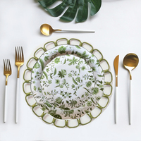 Napperons ronds bohèmes en rotin vert de 33 cm, assiettes de présentation en osier de 13 pouces pour décorations de mariage, de maison et de salon, décor mural et de table