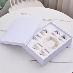 Nouvel ensemble de 6 tasses et soucoupes en porcelaine osseuse concentrée de Turquie, très demandé, pour boissons chaudes - Product Image 6