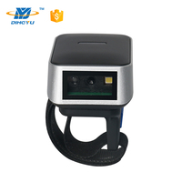 DYscan Mini scanner de code QR sans fil portable à porter sur le doigt pour scanner de codes-barres 2D avec capteur CMOS 300 scans/sec Noir/Argent