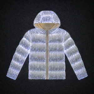 Custom OEM ODM Private Label Luminous Fiber Optic LED Hooded <strong>Puffer</strong> <strong>Jacket</strong> Wholesale For Streetwear Brands - Product Image 1
