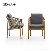 Chaise de table d'extérieur design moderne combinaison bois massif teck rotin pour cour villa chez l'habitant hôtel terrasse jardin loisirs