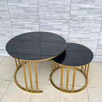 Table basse en fer forgé et verre avec plateau en pierre de quartz, mobilier de salon multifonctionnel de luxe
