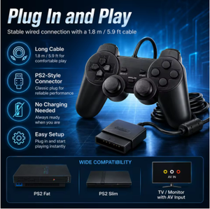 Controlador con Cable para <span class=keywords><strong>PS2</strong></span>, Gamepad para Consola PlayStation 2, Joystick con Vibración <span class=keywords><strong>Dual</strong></span> <span class=keywords><strong>Shock</strong></span>, Plug and Play, Accesorios de Repuesto para Juegos - Product Image 5