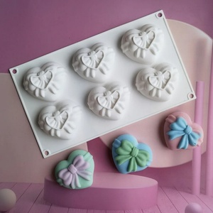 Molde de Silicona para Pastel con Forma de Corazón y Lazo, 6 Cavidades, Apto para Horno, para Hornear y Hacer Chocolate, Serie Día de San Valentín - Product Image 3
