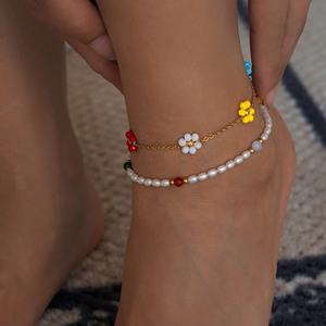 2025 डेज़an नई गर्मी में 18k सोने की प्लेटेड तरनिश मुक्त स्टेनलेस स्टील विंटेज फूल प्राकृतिक मोती मिश्रित डिजाइन - Product Image 3