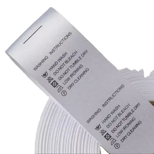 Custom Printed Satin 100% Polyester Clothing Wash Care Label for T-shirt Underwear Swimwear custom clothing tags