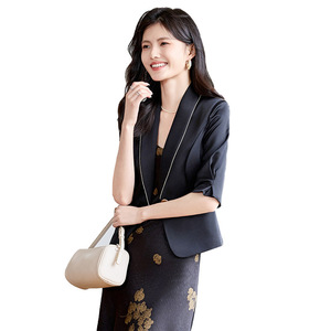 Women's Blazer Three Quarter Sleeve Solid Color Anti Wrinkle Spring Summer 2025 New Arrival Elegant Office Wear - Product Image 5