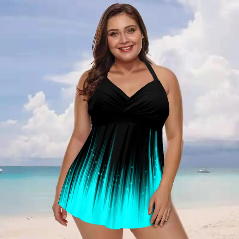 Nuevo traje de baño Bikini Mujer Ángulo plano Split Dos piezas Tamaño grande Comercio exterior europeo y americano Tankini