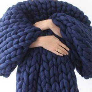 <span class=keywords><strong>Manta</strong></span> gruesa <span class=keywords><strong>de</strong></span> <span class=keywords><strong>lana</strong></span> merina hecha a mano, cobija tejida para sofá - Product Image 2