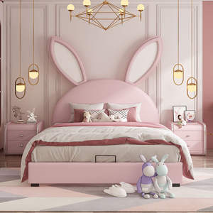 Cama Infantil con Nuevo Diseño de Conejo para Niña Princesa en Rosa y Niño Adorable, Cama Doble para Niños, Juego de Muebles de Dormitorio - Product Image 3