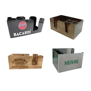 Personalized Napkin Holder Bar Caddy Wood Plastic Metal Caddy Bar Accessories Restaurant Straws Napkins Caddy