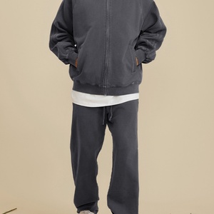 Fabricants de vestes en coton molletonné lourd à fermeture éclair pour vêtements personnalisés, vestes pour hommes de haute qualité, délavées au soleil - Product Image 3