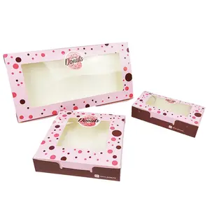 Sencai Custom Printing Foldable Pink Donut Packaging Paper Box With Window