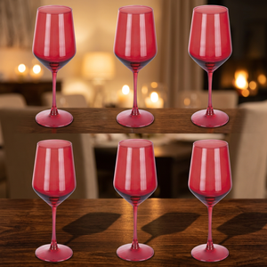 Set Galileo di 6 Calici Moderni da Vino Rosso da 510ml, Bicchieri in Cristallo Colorato Rubino con Logo Personalizzabile, Lavabili in Lavastoviglie - Product Image 3