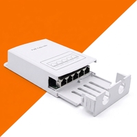 Extensor POE Impermeable para Exteriores de 5 Puertos Megabit, Repetidor POE 1 Entrada 4 Salidas 10/100Mbps para Cámaras IP y Sistemas CCTV