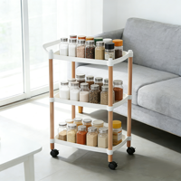 Chariot de rangement à roulettes blanc grainé, chariot utilitaire pour salon et chambre