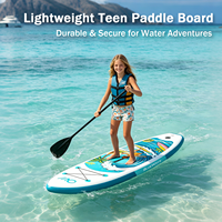 Planche à pagaie gonflable pour enfants de 9'6'', motif Surfing Boy, SUP junior de 31'' de large, planche stable de 5 pouces d'épaisseur, 290 cm