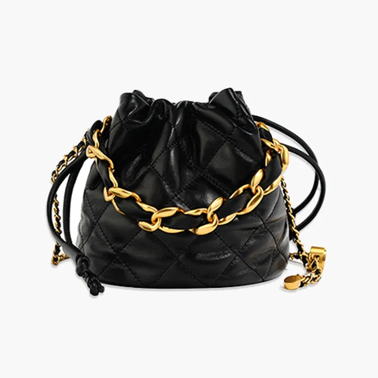 2023 New Trending Designer Women Shoulder Bags Genuine Leather Small Drawstring Ladies Bucket Handbags