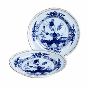 Assiette en porcelaine à fleurs rose et bleue, plat de service festonné, assiette décorative pour la mise en table - Product Image 5