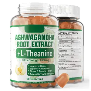Ashwagandha Gummies Mood Booster L-Theanine Lemon Balm Magnesium Anxiety Relief Energy Relaxation Support Ashwagandha Gummies