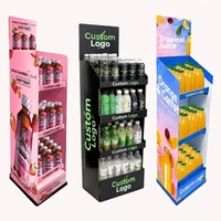 Étagère de présentation en carton ondulé à 4 niveaux personnalisée pour boissons, présentoir en carton pour boissons énergisantes pour la promotion en magasin