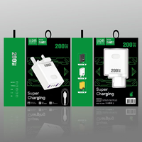 Colokan AS EU UK 200W 3 Type-c+2 USB Pengisi Daya Cepat Dengan Kabel Type c Pengisi Daya Ponsel Cepat 200W Adaptor Daya Usb-c