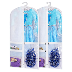 PEVA Costume Dance <strong>Garment</strong> <strong>Bag</strong> with 3 Clear Zipper Pockets 60*100cm Black for Travel &amp; Competitions Storage Protector - Product Image 1