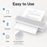 Impresora Térmica A4 sin Tinta, Mini Impresora de Bolsillo Recargable, Impresora Móvil para Tareas Escolares, Documentos de Oficina, Impresión de PDF, Estudio