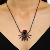 Ensemble de bijoux araignée d'Halloween, collier ras du cou, bracelet et bague en perles de cristal noir, accessoires pour femmes pour fête costumée gothique sombre