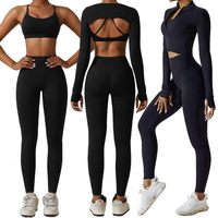 Ensemble de sport 3 pièces réversible et imperméable pour femme, grandes tailles, collection automne-hiver : soutien-gorge, smock, collants, crop top et veste