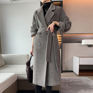 Made in China di alta qualità su misura di alta qualità Vicuna Alpaca sconvolto per mantenere caldo cappotto doppiopetto in Cashmere a maniche lunghe con lacci - Product Image 3