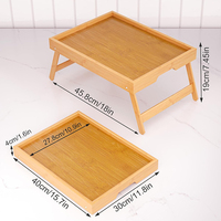 Plateau de lit pliable en bambou avec poignées, support pour ordinateur portable, plateau de petit-déjeuner, plateau de repas pour canapé et lit, vente en gros