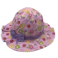 Sombrero de Pescador para Niñas 100% Algodón, Lindo Estampado Floral de Mariquita con Lazo, Transpirable, para Bebés y Niñas Pequeñas, para Verano, Playa, Fiestas al Aire Libre, Protección Solar