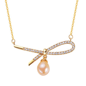 Collar de Cadena de Plata S925 al por Mayor de Zhuji con Perla de Agua Dulce Casi Redonda, el Mejor Regalo para Novia - Product Image 5