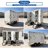 Oferta Especial: Remolque Sanitario Móvil de 3 Cabinas con Eje Tándem, Inodoro Portátil con Urinario y Lavabo para Grandes Eventos al Aire Libre y Festivales