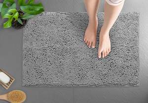 Tapis de bain gris clair Tapis profilé en forme de <span class=keywords><strong>U</strong></span> pour les toilettes, tapis de bain Shaggy <span class=keywords><strong>super</strong></span> absorbant. Lavage et séchage en <span class=keywords><strong>machine</strong></span> facile - Product Image 4