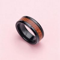 Bague de fiançailles et de mariage tendance, ajustement confortable biseauté, 8 mm, incrustation en bois de koa, carbure de tungstène, pierre précieuse, pour homme et femme