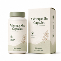 Capsules d'Ashwagandha OEM, Complément Alimentaire Herbal Quotidien, 60 Comprimés, Marque Privée & Formule Personnalisée, Certifié GMP