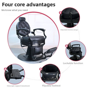 Sillón de Barbero Retro para Hombre, Ajustable en Altura, de Cuero Sintético, para Afeitar y Peinar, para Barberías y Salones de Belleza - Product Image 3