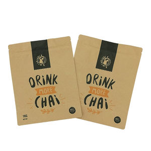 Emballage alimentaire à fond plat OEM, pochette debout de haute qualité, sac en papier Kraft biodégradable 100% recyclé - Product Image 5