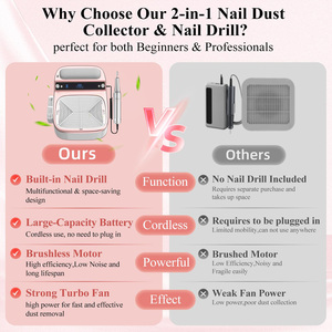2-in-1 Nail Dust Collector & Electric Nail Drill <b>File</b>,Cordless Nail Machine with Stepless Speed Forward Reverse for Home Salon - Product Image 4