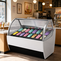 Lemari Pendingin Es Krim Gelato Komersial Bersertifikasi CE Desain Baru Pendinginan Kipas
