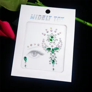 Zeemeermin Gezicht Juwelen Strass Festival Face Sticker Groen Rood Kristal Gezicht Lichaam Edelstenen Stok Op Halloween Cosplay Feest Kristal