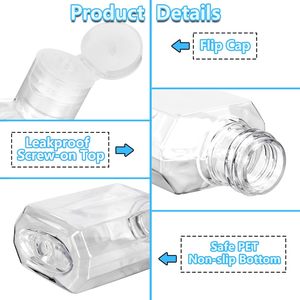60ml Mini Travel Shampoo Bottles with Flip Cap Small <strong>Refillable</strong> Empty Portable <strong>Hand</strong> Sanitizer Bottle for Liquid Lotion Body <strong>Soap</strong> - Product Image 4
