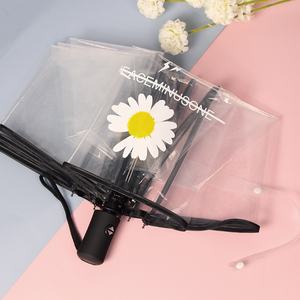 Dropshipping Blanc <span class=keywords><strong>Transparent</strong></span> Style Japonais Marguerite <span class=keywords><strong>Parapluie</strong></span> Semi-Automatique Ins Pliable Étudiant Style PVC <span class=keywords><strong>Parapluie</strong></span> Peut Personnalisé - Product Image 2