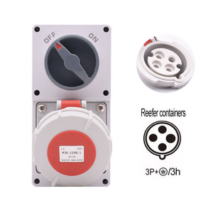 Ổ cắm chống nước công nghiệp IEC IP67, 4 chân, 440V, 32A, 3h, khuôn PA/PC, tiếp điểm bằng đồng, dùng cho thiết bị làm lạnh - Product Image 4