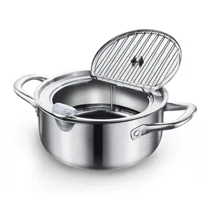 Olla de freír profunda para cocina, herramientas de cocina con Control de temperatura, olla para freír pollo fritado de acero inoxidable