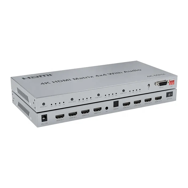Nemo 4 in 4 Out Matrix 4x4 HDMI Switch HDMI 2.0 4K 60HZ with Audio RS232 Control EDID Audio Extractor 3D HDR 18 GBPS HDCP 2.2